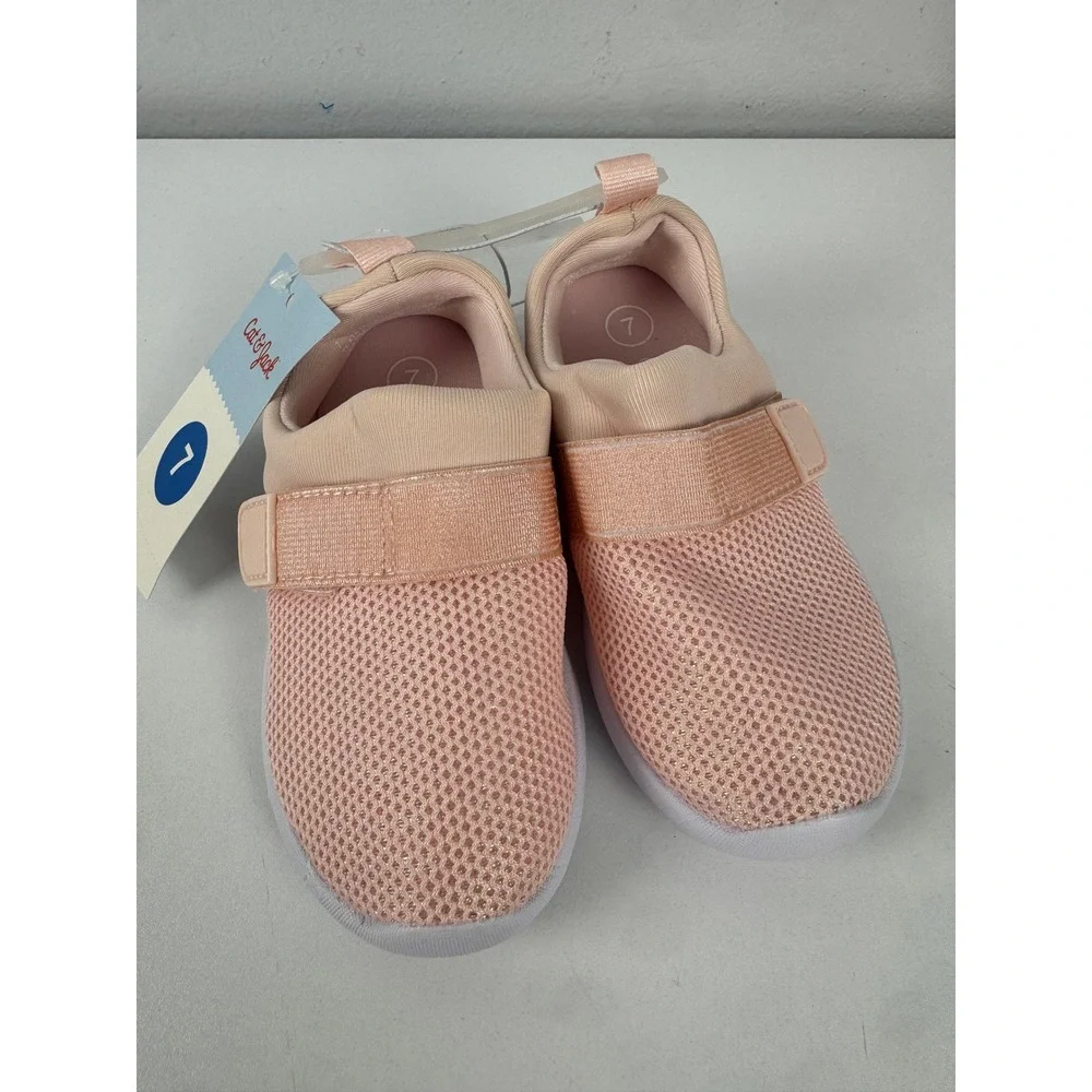 Cat & Jack Austen Pink Glitter Mesh Slip On Sneakers Toddler Girls Size 7 NEW